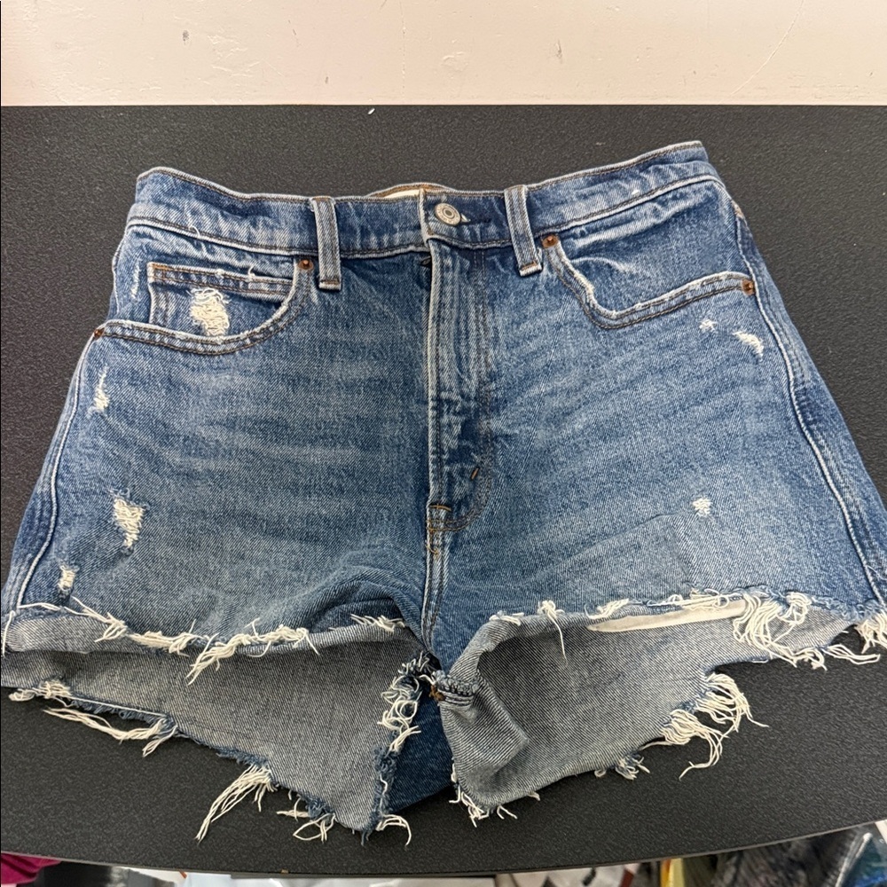 Abercrombie & Fitch Distressed Blue Denim Shorts